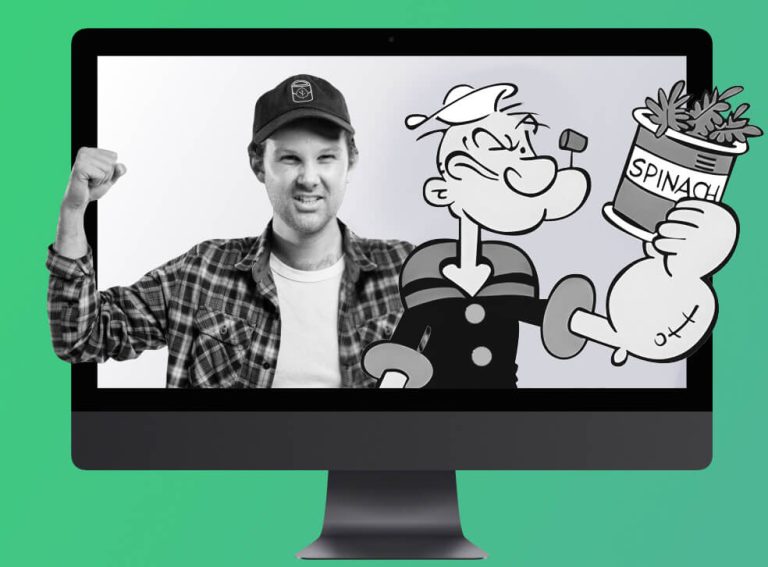 Andrew and Popeye on a computer monitor